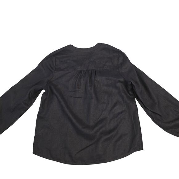 NWT Boden Linen Navy Split Neck Blouse size 8 / Medium - Picture 2 of 6